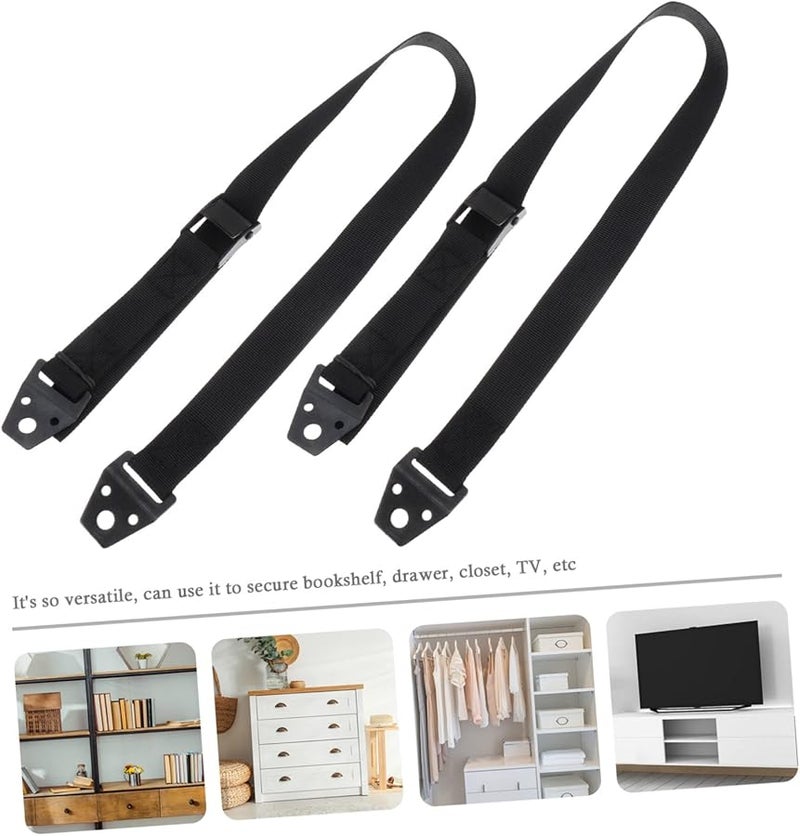 SECFOU 2 Pack TV Furniture Safety Straps Black Tip Over Protection Prevents Accidental Overturns - Image 4