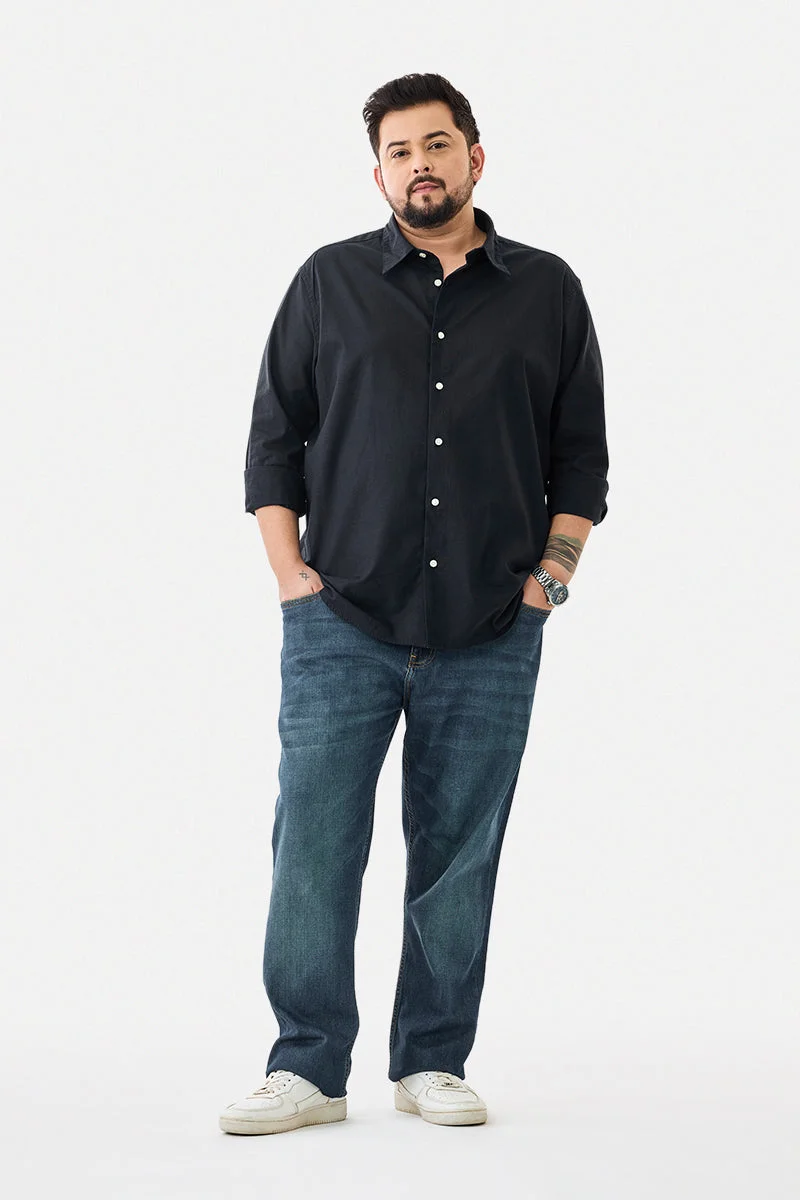 سنيتش قميص مقاس كبير من مزيج الكتان