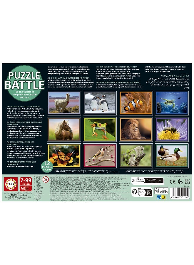 EDUCA Puzzle Battle Natura 12 x 42 pieces puzzles An authentic battle of pieces | Be the first to complete your puzzle to become the winner. Ages 7+ (20119) - Image 3
