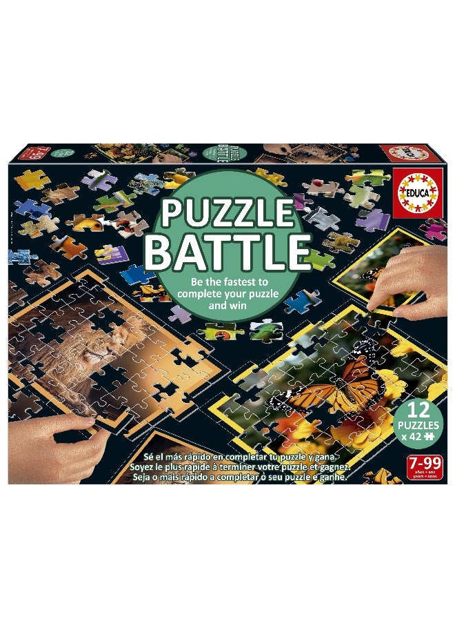 EDUCA Puzzle Battle Natura 12 x 42 pieces puzzles An authentic battle of pieces | Be the first to complete your puzzle to become the winner. Ages 7+ (20119) - Image 1