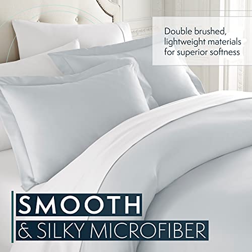 HC Collection Duvet Cover - Ice Blue Queen Size Duvet Cover - 3 Piece Soft Breathable Microfiber Duvet Cover Set with Zipper Closure & 2 Pillow Shams - Image 4