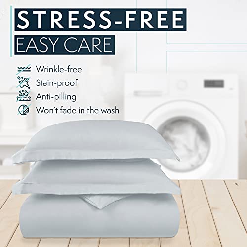HC Collection Duvet Cover - Ice Blue Queen Size Duvet Cover - 3 Piece Soft Breathable Microfiber Duvet Cover Set with Zipper Closure & 2 Pillow Shams - Image 5