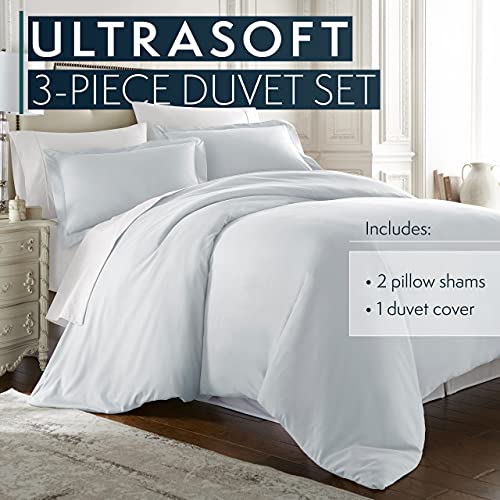 HC Collection Duvet Cover - Ice Blue Queen Size Duvet Cover - 3 Piece Soft Breathable Microfiber Duvet Cover Set with Zipper Closure & 2 Pillow Shams - Image 2
