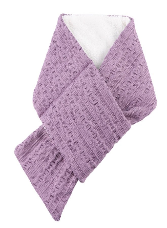 OMUKY Unisex Winter Knit Warm Scarves Thick Fleece Scarf Cold Weather Soft Neck Warmer for Women Men(Adult Purple) - Image 2