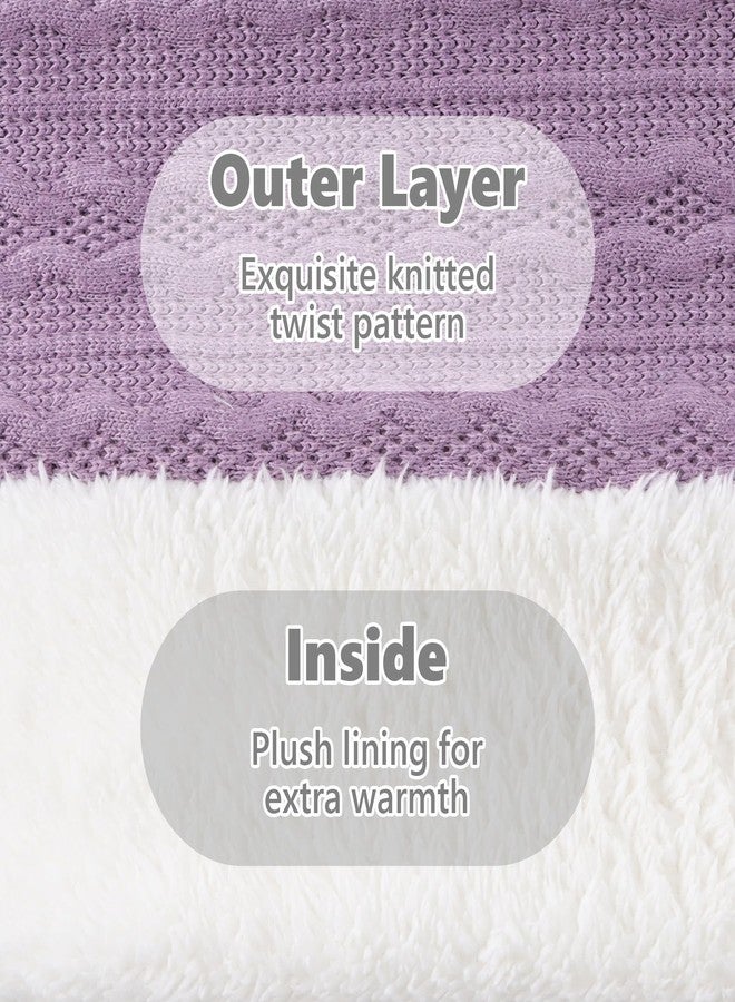 OMUKY Unisex Winter Knit Warm Scarves Thick Fleece Scarf Cold Weather Soft Neck Warmer for Women Men(Adult Purple) - Image 4