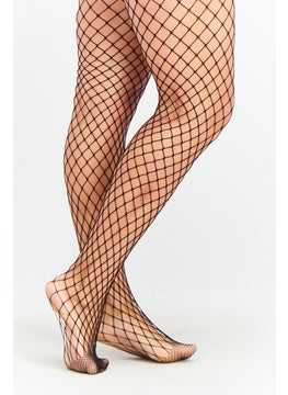 oysho Women Textured Fishnet Pull On Accessories, Black  - Image 4