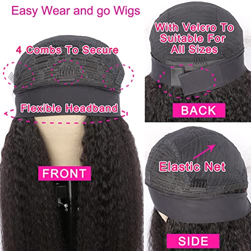 Rebasar Deep Wave Wigs Human Hair Wear and Go Glueless Headband Wigs 20 Inch Human Hair Wigs for Black Women Human Hair Deep Curly Black Wig - Image 3