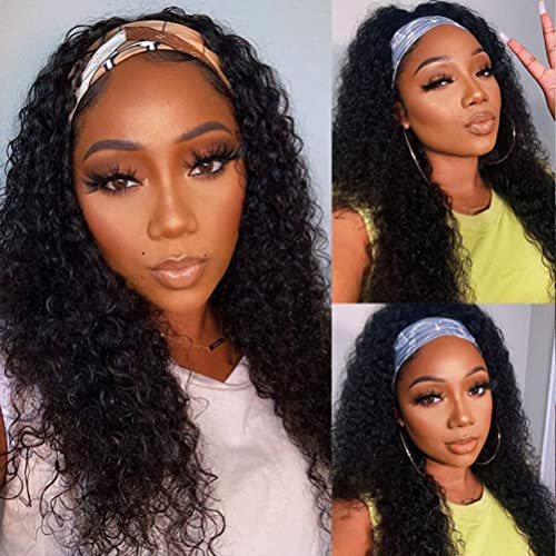 Rebasar Deep Wave Wigs Human Hair Wear and Go Glueless Headband Wigs 20 Inch Human Hair Wigs for Black Women Human Hair Deep Curly Black Wig - Image 1