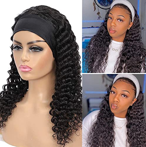 Rebasar Deep Wave Wigs Human Hair Wear and Go Glueless Headband Wigs 20 Inch Human Hair Wigs for Black Women Human Hair Deep Curly Black Wig - Image 5