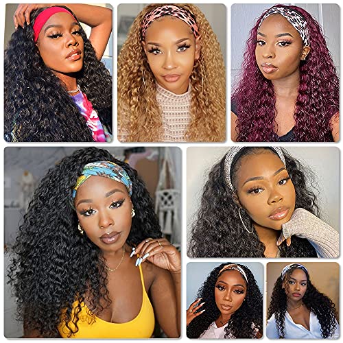 Rebasar Deep Wave Wigs Human Hair Wear and Go Glueless Headband Wigs 20 Inch Human Hair Wigs for Black Women Human Hair Deep Curly Black Wig - Image 4