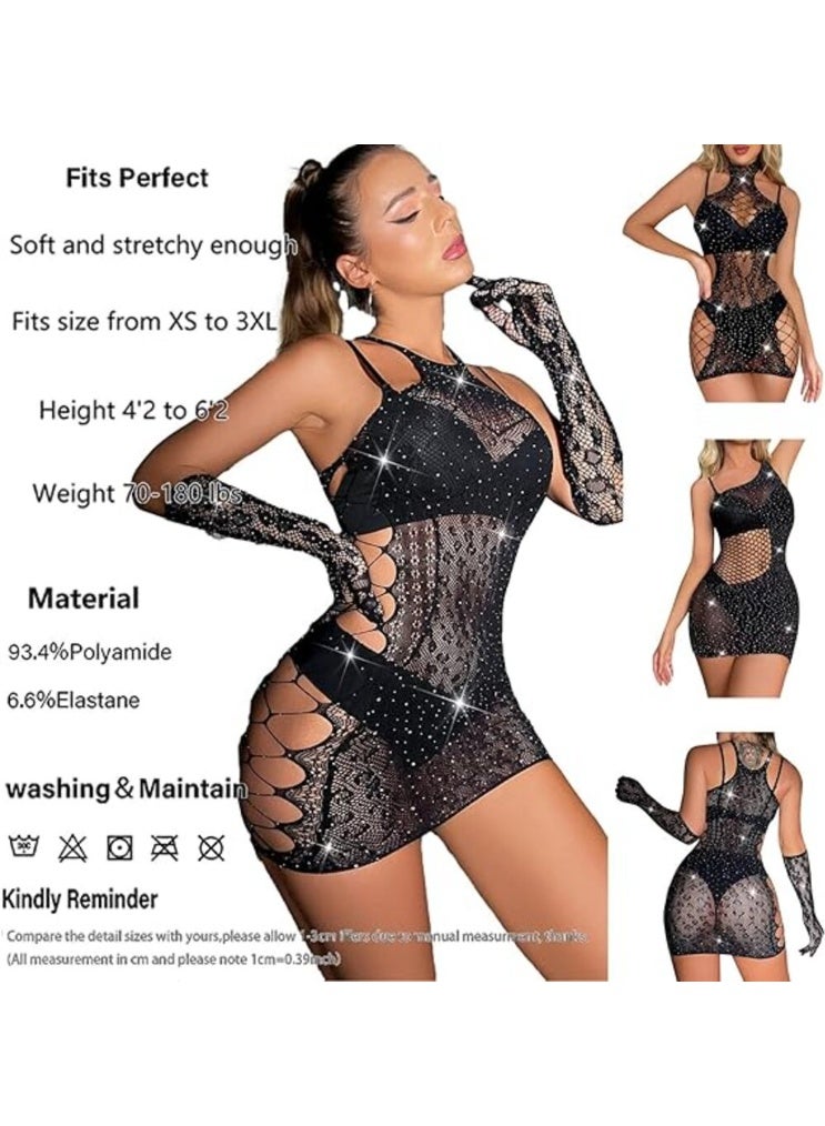 4basix Women’s Bodystocking Lingerie Piece Fishnet Mesh Bodysuit for Women Transparent Stretchy Exotic Lingerie Outfit for Nightwear Clubwear Honeymoon and Romantic Evenings One Size - Image 5
