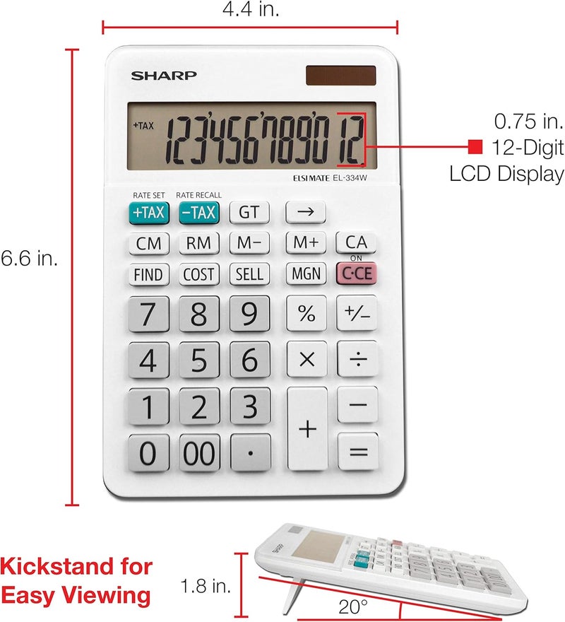 SHARP EL-334WB Business Calculator, White 4.0 - Image 3