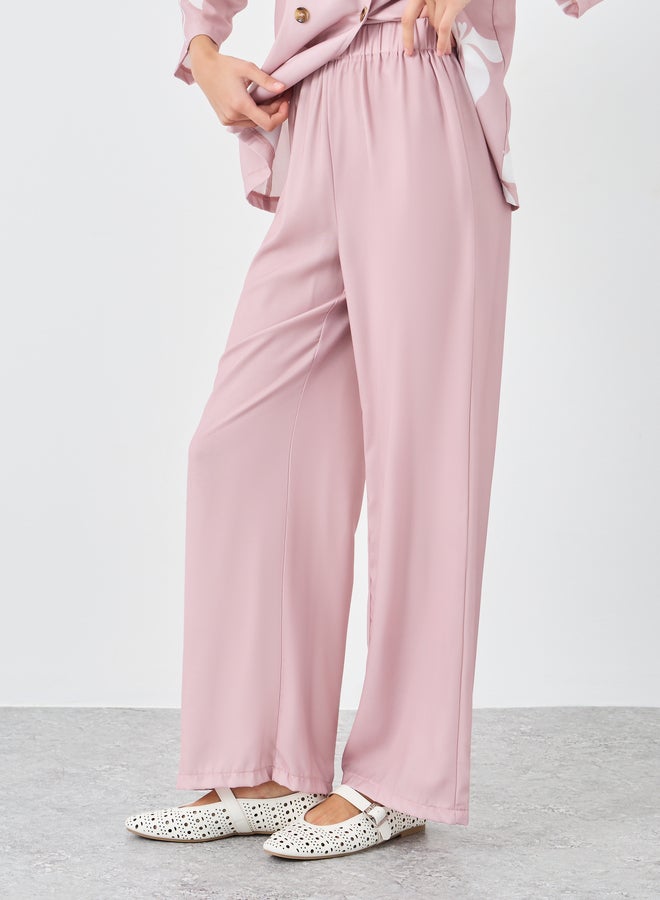 Styli Pink Floral Print Collared Shirt and Trouser Modest Set - Image 4