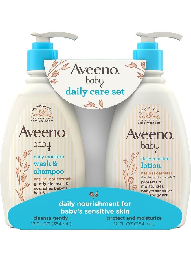 Aveeno Baby Aveeno Baby Gentle Moisturizing Daily Care Set, Natural Oat Extract, Natural Colloidal Oatmeal, 2 Items  - Image 1