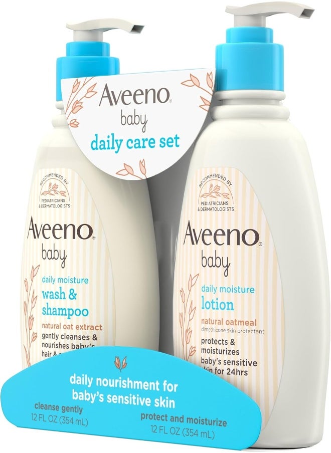 Aveeno Baby Aveeno Baby Gentle Moisturizing Daily Care Set, Natural Oat Extract, Natural Colloidal Oatmeal, 2 Items  - Image 2