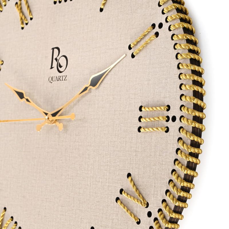 REGIIS OPERA Wooden Round Shape Roman Dial Wall Clock with Gold Zari Rope Detailing and Golden Hands | Silent Quartz Movement Anti Reflection Analog Vintage Clock for Home & Office (Ivory, 15.5 Inch) - Image 5