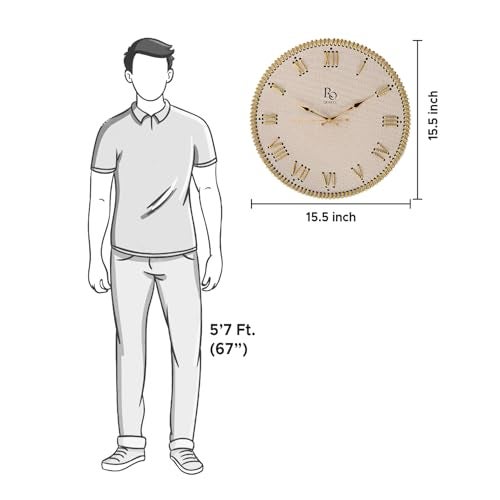 REGIIS OPERA Wooden Round Shape Roman Dial Wall Clock with Gold Zari Rope Detailing and Golden Hands | Silent Quartz Movement Anti Reflection Analog Vintage Clock for Home & Office (Ivory, 15.5 Inch) - Image 4