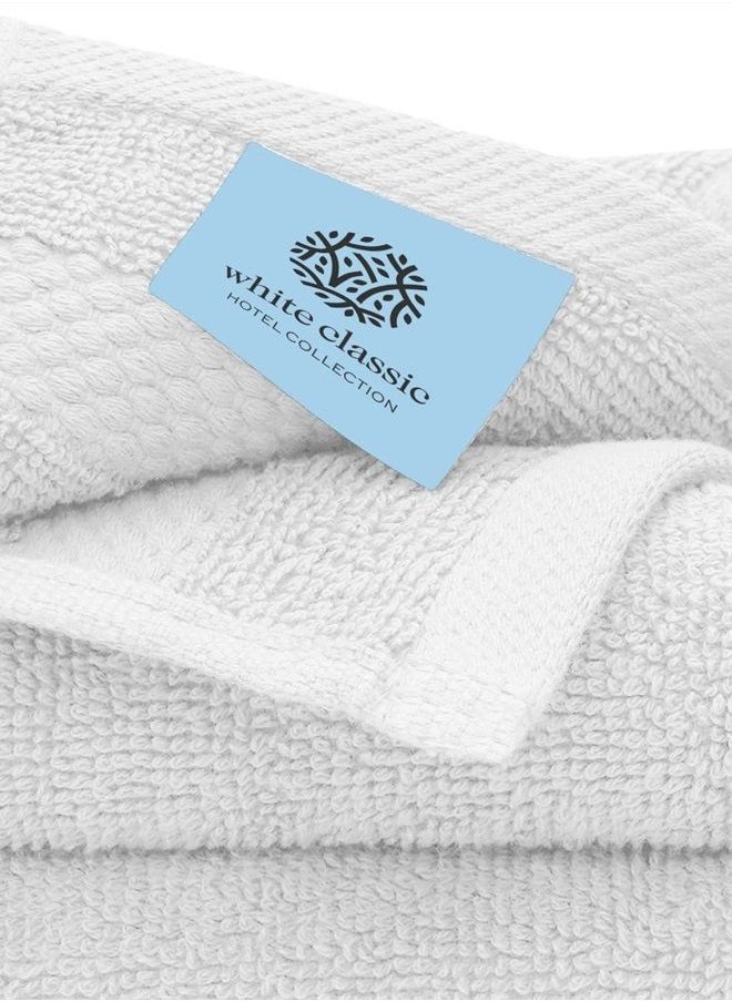 White Classic Luxury Cotton Washcloths - Large Hotel Spa Bathroom Face Towel | 12 Pack | Silver  - Image 4
