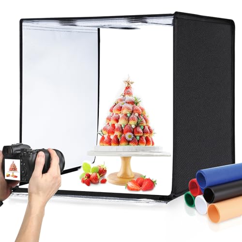 PULUZ Light Box Photography 24x24 inch Large Photo Studio Light Box Professional Dimmable Photo Booth with 120 LED Lights 6 Backdrops for Jewelry and Food Items Product Photography - Image 1