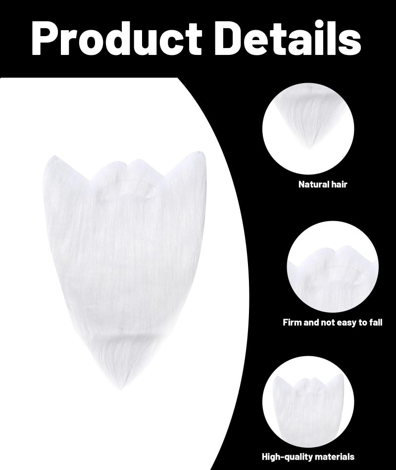 RupeeRise 2 Pcs Fake Beard, Fake Mustache Set, Stick On Moustache for Halloween Costume Masquerade Party （Black and White25*20cm/9.84 * 7.87in） - Image 3