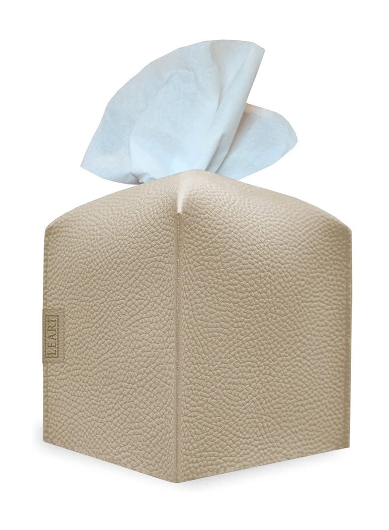 LeArt Leather Tissue Box Cover – Home Decorations for Living Room, Bedroom and Office | Car Tissue Holder | Tissue Holder | Tissue Box Holder for Car | Tissue Box Cover for Car (Camel Cube)  - Image 1