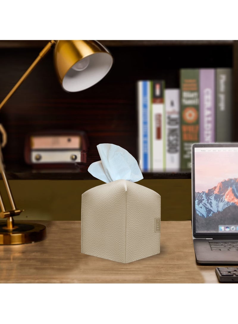 LeArt Leather Tissue Box Cover – Home Decorations for Living Room, Bedroom and Office | Car Tissue Holder | Tissue Holder | Tissue Box Holder for Car | Tissue Box Cover for Car (Camel Cube)  - Image 2