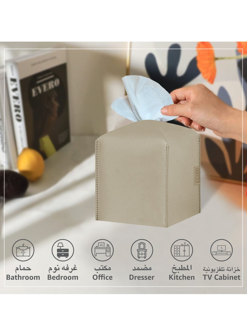 LeArt Leather Tissue Box Cover – Home Decorations for Living Room, Bedroom and Office | Car Tissue Holder | Tissue Holder | Tissue Box Holder for Car | Tissue Box Cover for Car (Camel Cube)  - Image 5