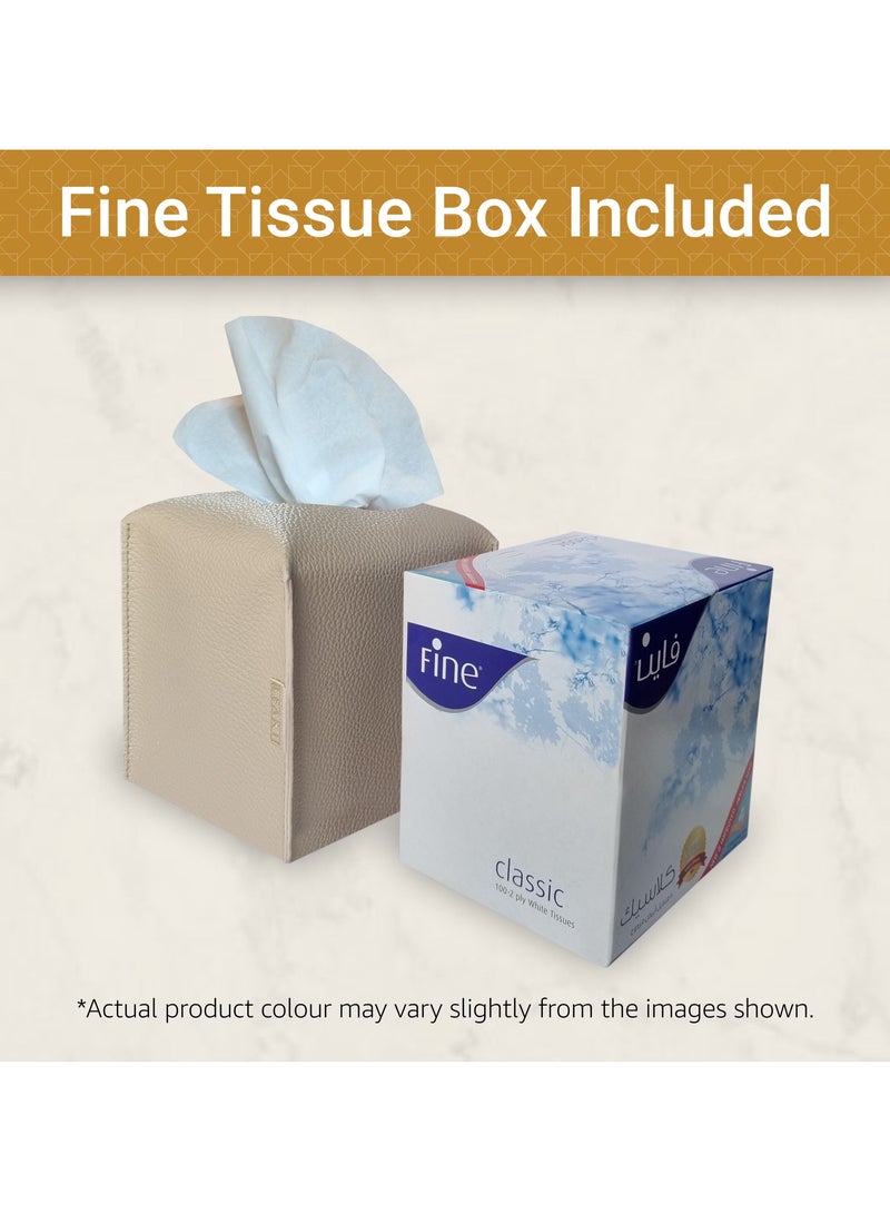 LeArt Leather Tissue Box Cover – Home Decorations for Living Room, Bedroom and Office | Car Tissue Holder | Tissue Holder | Tissue Box Holder for Car | Tissue Box Cover for Car (Camel Cube)  - Image 4
