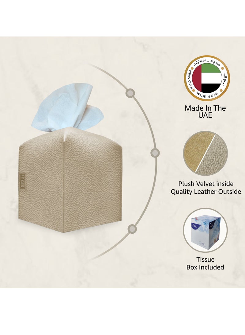 LeArt Leather Tissue Box Cover – Home Decorations for Living Room, Bedroom and Office | Car Tissue Holder | Tissue Holder | Tissue Box Holder for Car | Tissue Box Cover for Car (Camel Cube)  - Image 3