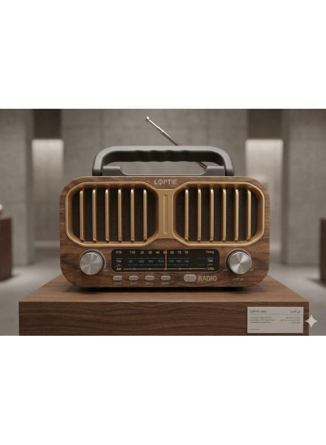 Leotec Portable Classic Radio featuring Bluetooth, USB, and TF card support, FM/AM/SW radio, and an elegant wooden design. - Image 4