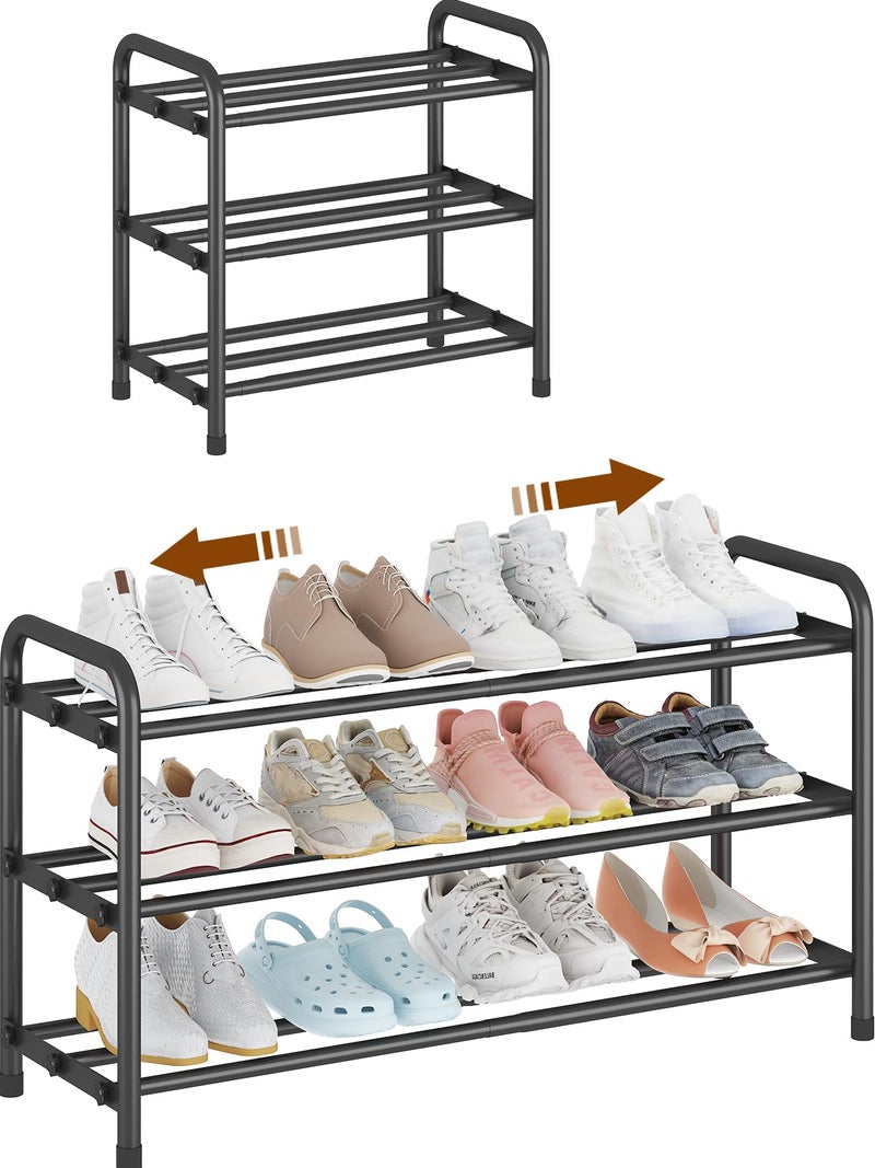 KANAV Expandable Shoe Rack Organizer â€“ 3-Tier Shoe Shelf for Closet, Entryway & Front Door â€“ Space-Saving Shoe Storage Solution - Image 1
