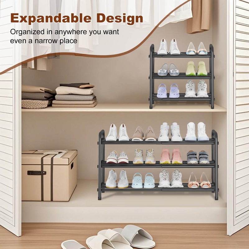 KANAV Expandable Shoe Rack Organizer â€“ 3-Tier Shoe Shelf for Closet, Entryway & Front Door â€“ Space-Saving Shoe Storage Solution - Image 2