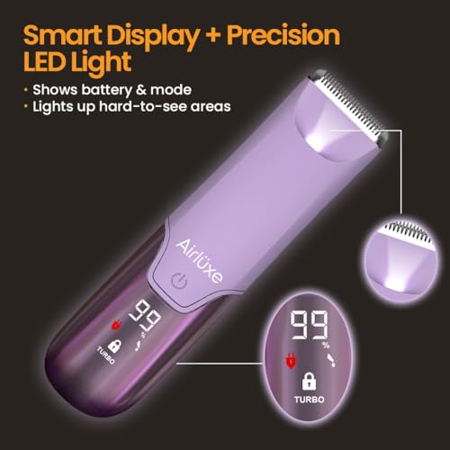 Airluxe Electric Trimmer for Women | Bikini Hair Removal Machine | Waterproof Body & Private Shaver | Skin Safe Ceramic Blade Razor for Face & Underarm Hair Remover - Image 3