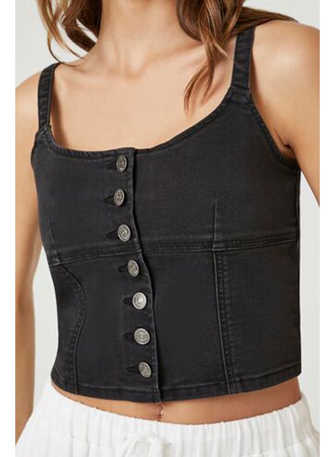 FOREVER 21 Denim Button-Front Bustier Cami  - Image 5