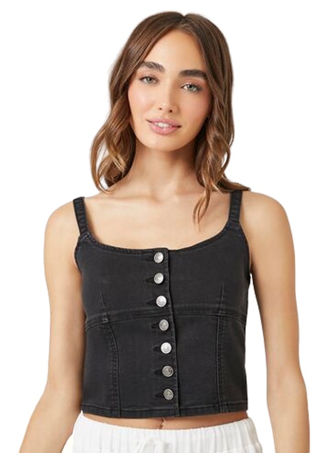 FOREVER 21 Denim Button-Front Bustier Cami  - Image 1