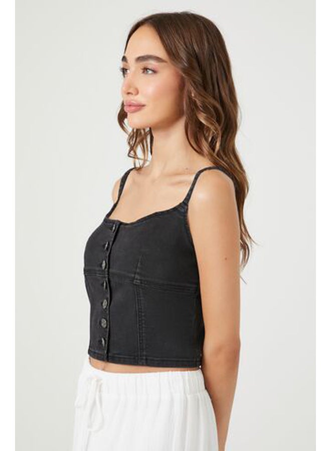 FOREVER 21 Denim Button-Front Bustier Cami  - Image 2