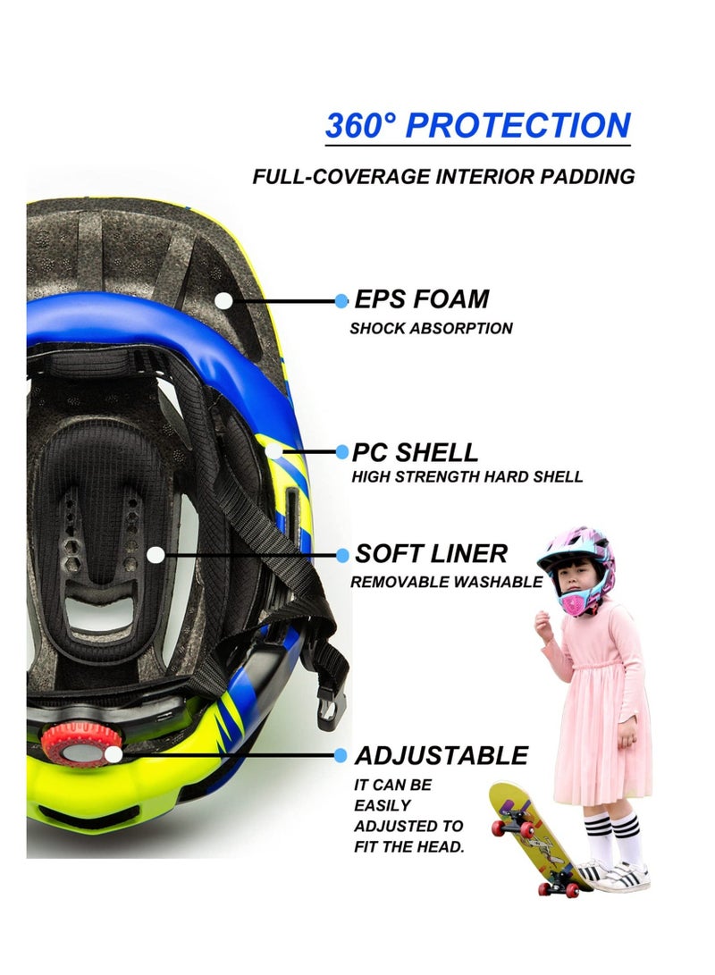 Kids Bike Helmet, Adjustable Detachable Full Face Helmet, Lightweight Toddlers Helmets, for Children Bicycle, Skateboard, Scooter, Protective Gear, from Toddler to Youth, CPSC Certificated - Image 5