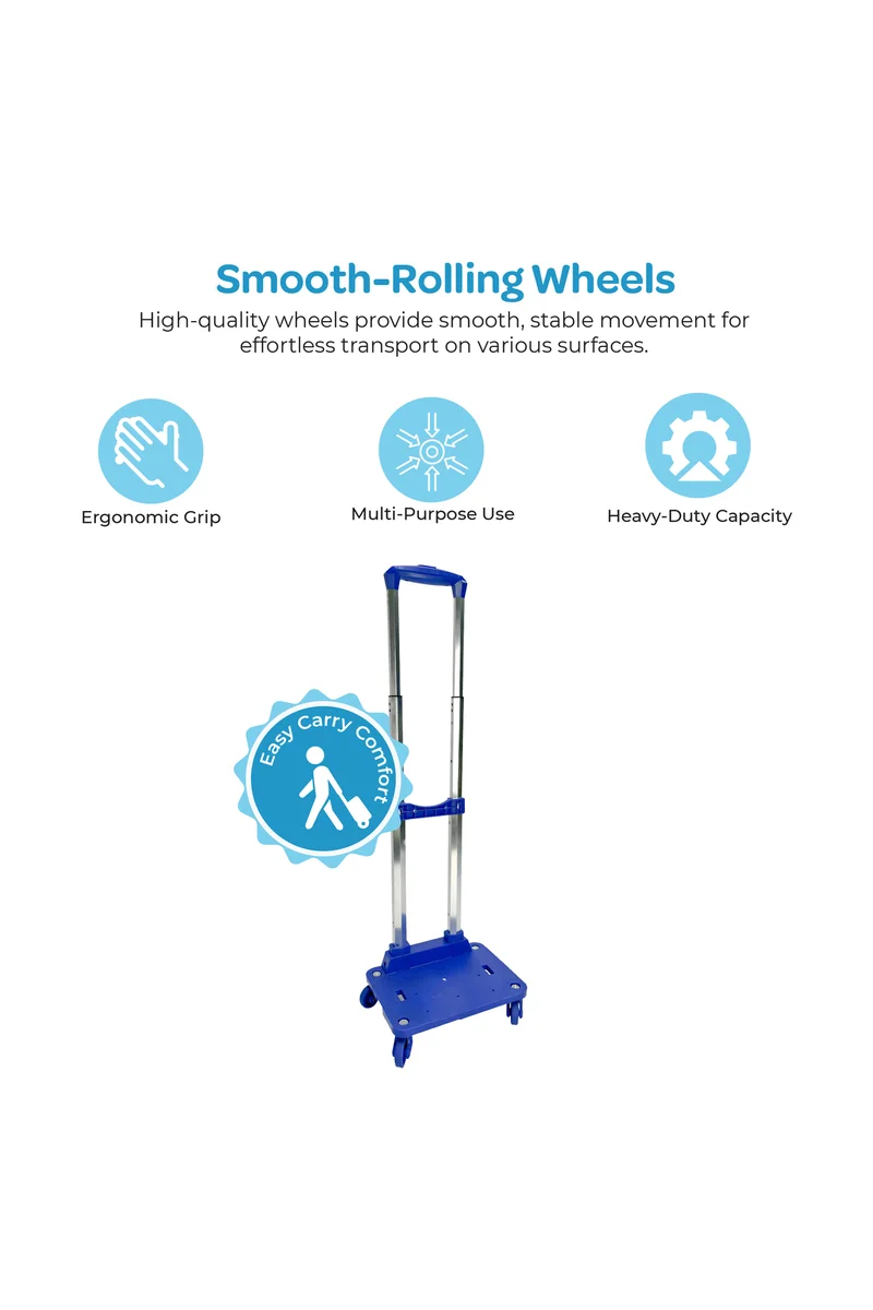 مون MOON 4-Wheel Trolley for 18 Inch Bags | 360° Spinner Wheels | Foldable Luggage Cart | Heavy Duty Travel Trolley | Smooth Rolling Bag Carrier | Universal Fit