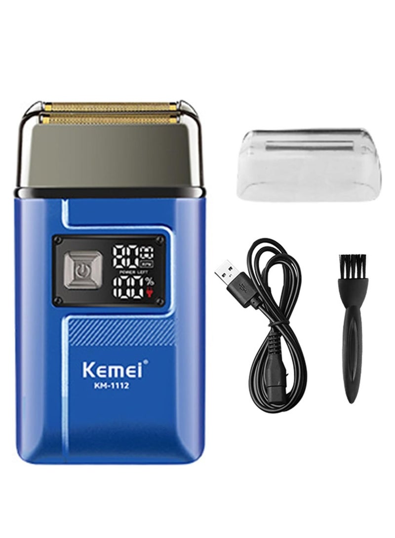 Kemei Professional Electric Foil Shaver for Men – Cordless Rechargeable Bald Razor with Double Foil & Pop-Up Trimmer for Precision Beard Grooming & Close Shave blue - Image 1