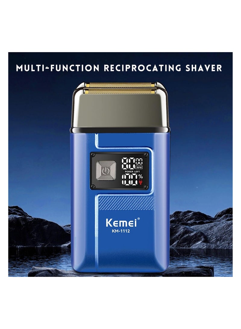 Kemei Professional Electric Foil Shaver for Men – Cordless Rechargeable Bald Razor with Double Foil & Pop-Up Trimmer for Precision Beard Grooming & Close Shave blue - Image 5