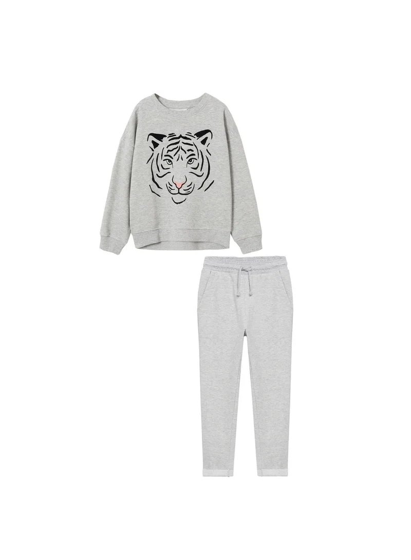 MANGO Infant Tiger Print Sweatshirt & Trouser Set