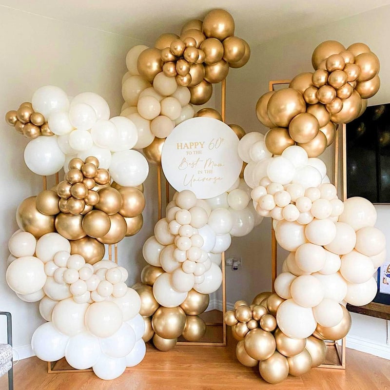 ADOINBY White and Gold Balloon Arch Kit, 140Pcs Matte White Metallic Gold and Gold Confetti Party Balloon Garland Kit for Wedding, Engagements, Birthday, Bridal Shower, Baby Shower Anniversary Decorations - Image 4