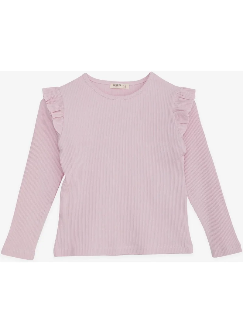 بريز Girl Long Sleeve Blouse Ruffled 8-14 Years, Pink