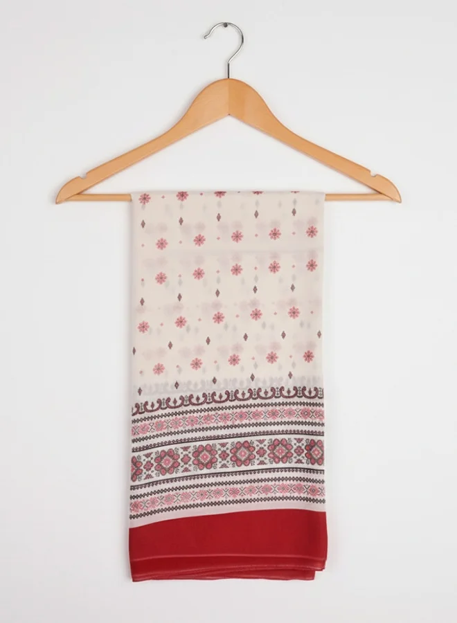 عبايات لمحة طرحة ريد كلاسيك – شيفون بنقشة تراثية بالدرجات الحمراء