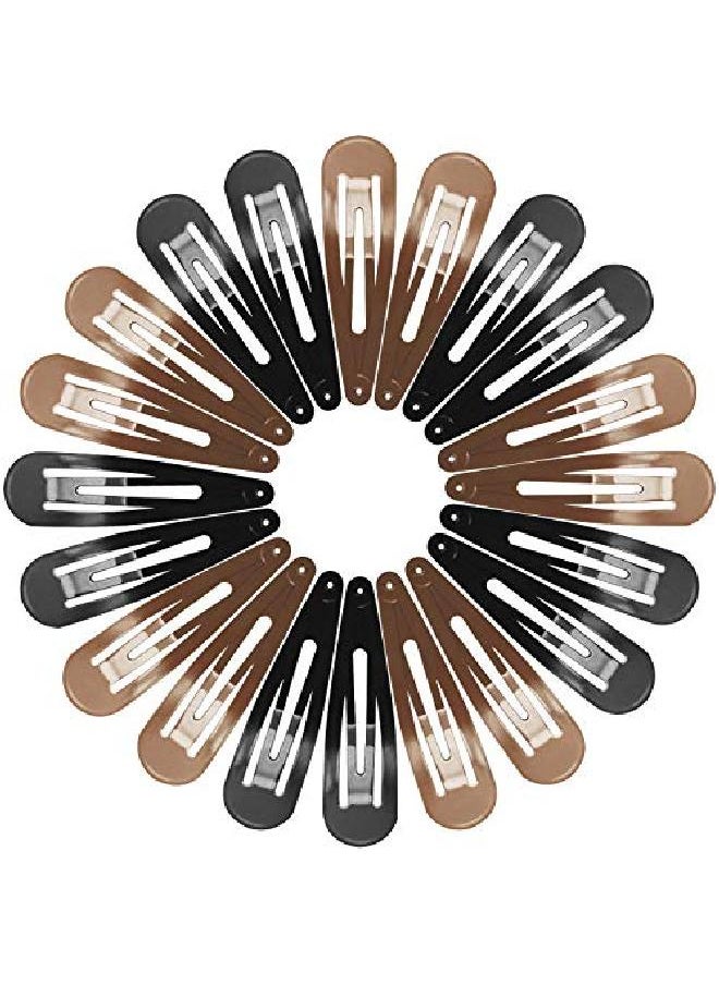 Funtopia - Women Hair Clips 40 Pcs 7Cm / 2.8 Inch Long No Slip Metal Hair Clips Large Snap Hair Clips Barrettes Hairpins For Thick Hair (Brown & Black) - Image 1