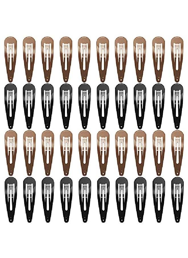 Funtopia - Women Hair Clips 40 Pcs 7Cm / 2.8 Inch Long No Slip Metal Hair Clips Large Snap Hair Clips Barrettes Hairpins For Thick Hair (Brown & Black) - Image 1