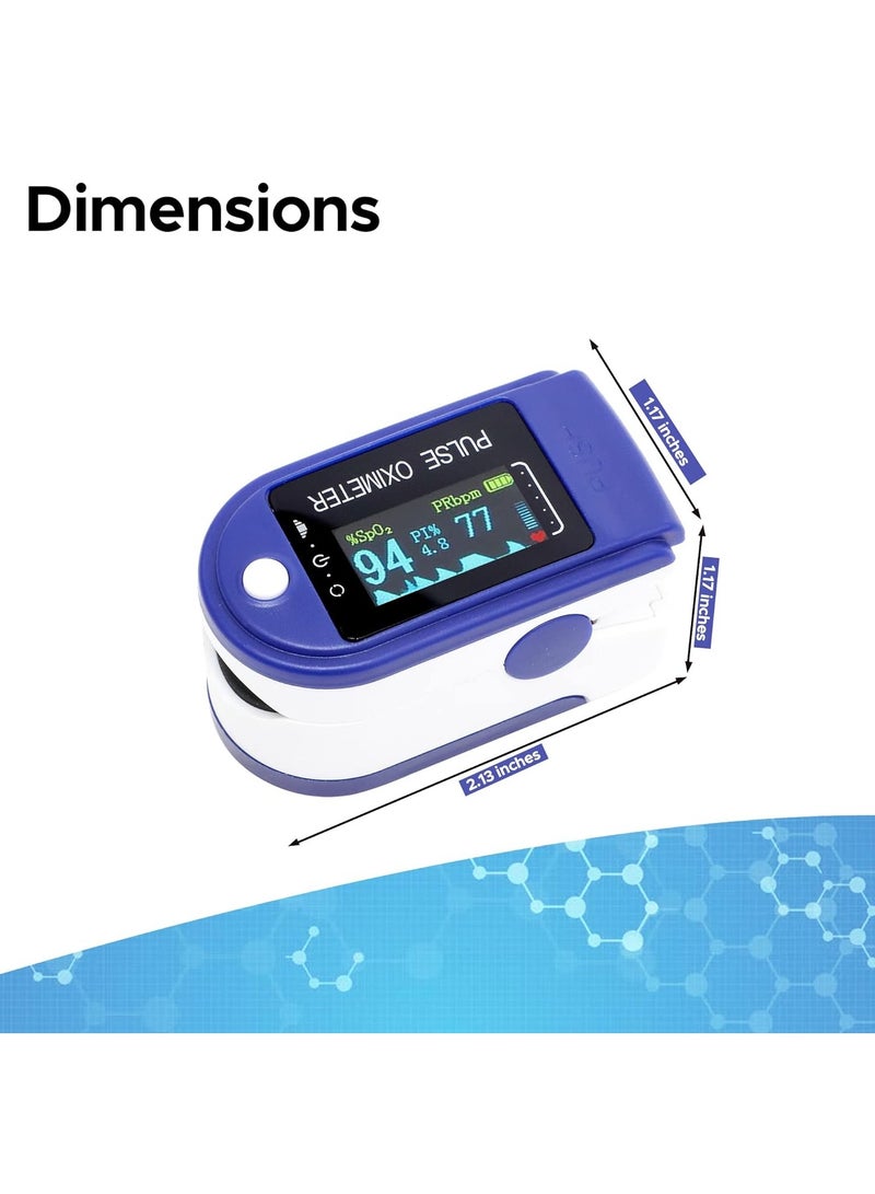 Digital Fingertip Pulse Oximeter Blood Oxygen Sensor Saturation Mini SpO2 Monitor Pulse Rate Measurement Meter for Home Sports Travel Blue - Image 2