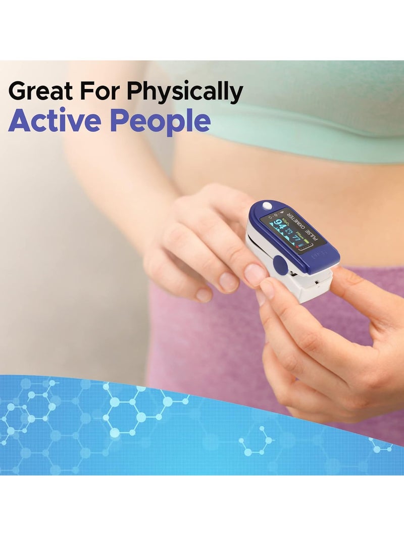 Digital Fingertip Pulse Oximeter Blood Oxygen Sensor Saturation Mini SpO2 Monitor Pulse Rate Measurement Meter for Home Sports Travel Blue - Image 4