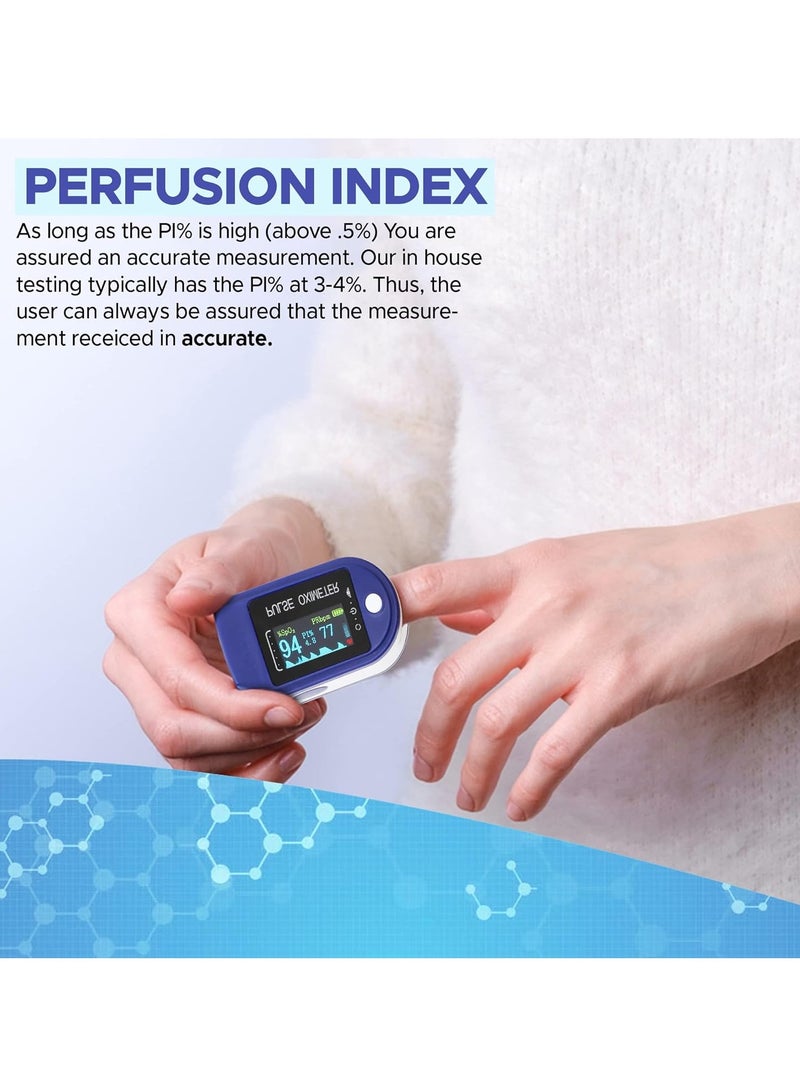 Digital Fingertip Pulse Oximeter Blood Oxygen Sensor Saturation Mini SpO2 Monitor Pulse Rate Measurement Meter for Home Sports Travel Blue - Image 5