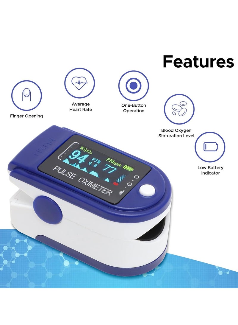 Digital Fingertip Pulse Oximeter Blood Oxygen Sensor Saturation Mini SpO2 Monitor Pulse Rate Measurement Meter for Home Sports Travel Blue - Image 3